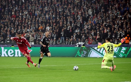 Hugo Ekitiké slots the ball past Michael Zetterer to equalise for Liverpool