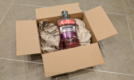 listerine in an amazon delivery box