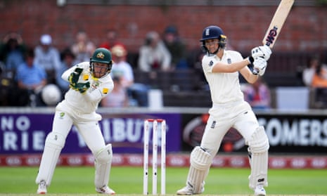 England opener Amy Jones on her way to a half-century before she eventually fell to Sophie Molineux.