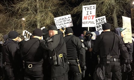 Police and protesters at CU Boulder.