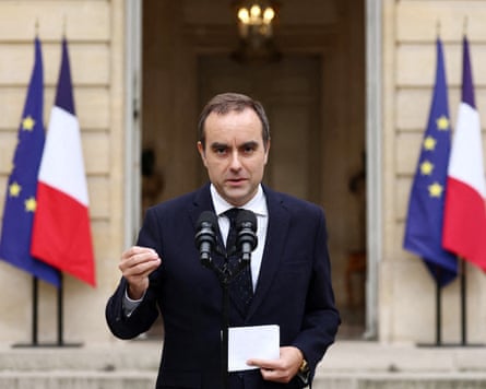 Sebastien Lecornu speaking outside