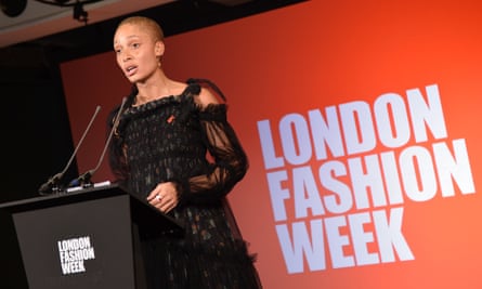 The model Adwoa Aboah speaks at the start of London fashion week