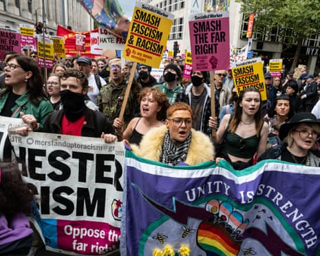 The counter protest by Stand Up to Racism and other anti fascist groups.