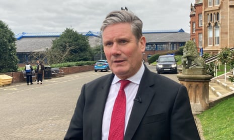 Labour leader Sir Keir Starmer speaks to the media during a visit to the Ulster University in Derry on 3 March.
