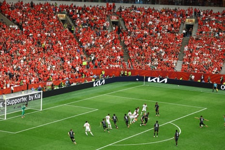 Nathan Saliba fires in a free kick to score