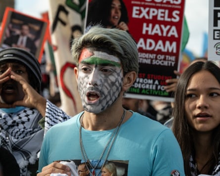 People chant during a march