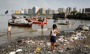 A polluted beach in Mumbai. Novel ways to collect plastic from rivers and oceans were introduced last year.