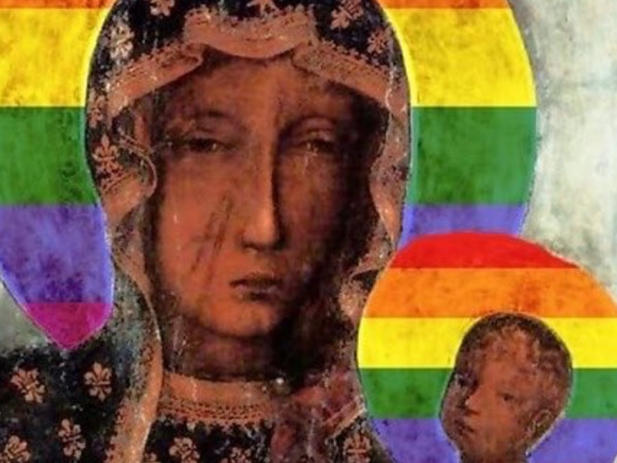 Woman arrested in Poland over posters of Virgin Mary with rainbow halo |  Poland | The Guardian