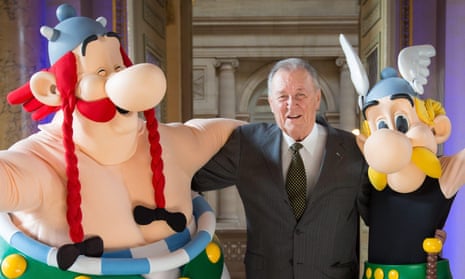 International treasures … Albert Uderzo with his creations, Obelix, left, and Asterix.