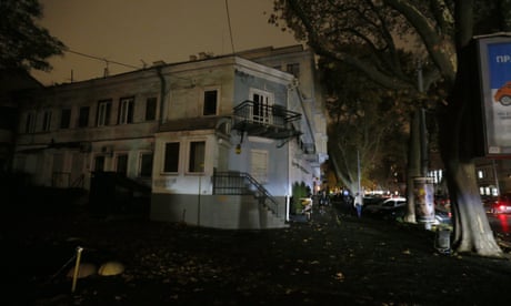 A general view of the port city of Odesa in darkness in November.