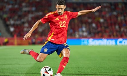 Spain’s Jesús Navas takes a free-kick against Northern Ireland on 8 June