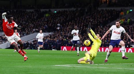 Hugo Lloris saved Tottenham Hotspur from Eddie Nketiah of Arsenal.