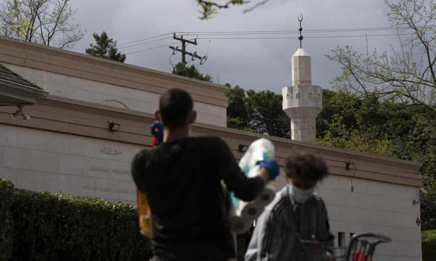 Volunteers sort donations at Dar Al-Hijrah Islamic Center in Falls Church, Virginia, in April 2020.