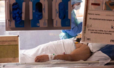 A patient in an intensive care ward