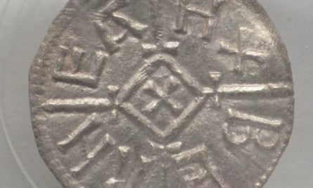 Anglo-Saxon coin found in cache.