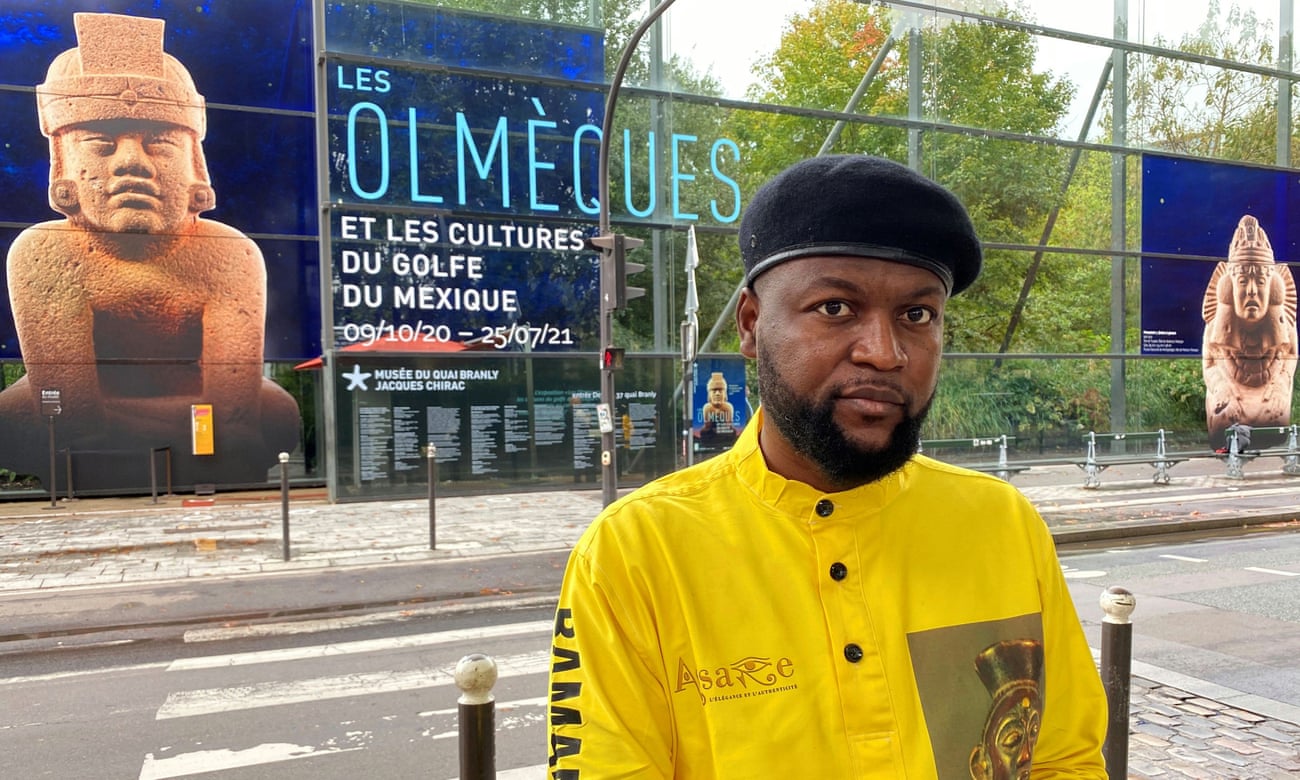 ‘This restitution must be immediate’ … Mwazulu Diyabanza outside the Quai Branly museum, Paris.