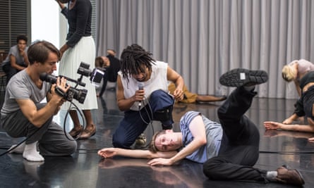 Performance anxiety … Pierre Tappon, Miguel Altunaga and Daniel Davidson rehearsing Goat.