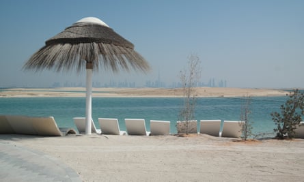 Loungers on Lebanon, looking across to Palestine, with the Dubai skyline in the background.