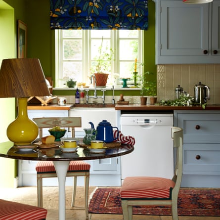 Luke Edward Hall uses vintage fabrics in his kitchen to add character to a room.