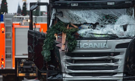 The truck at the scene of the attack