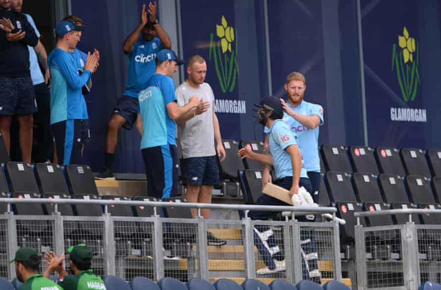 Captain Ben Stokes congratulates Dawid Malan after his first ODI.