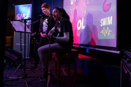 Performers at a Swim event.