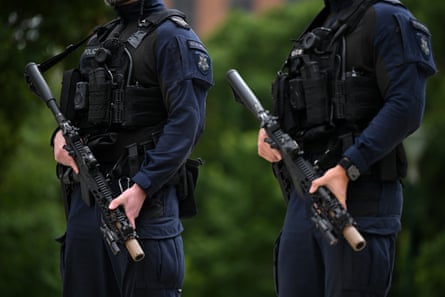 Generic image of Victoria Police showing long-arm semi-automatic rifles to be carried at Boxing Day Test at the MCG in Melbourne.