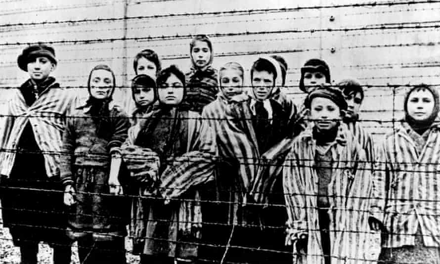 A group of children at Auschwitz, just after liberation by the Soviet army