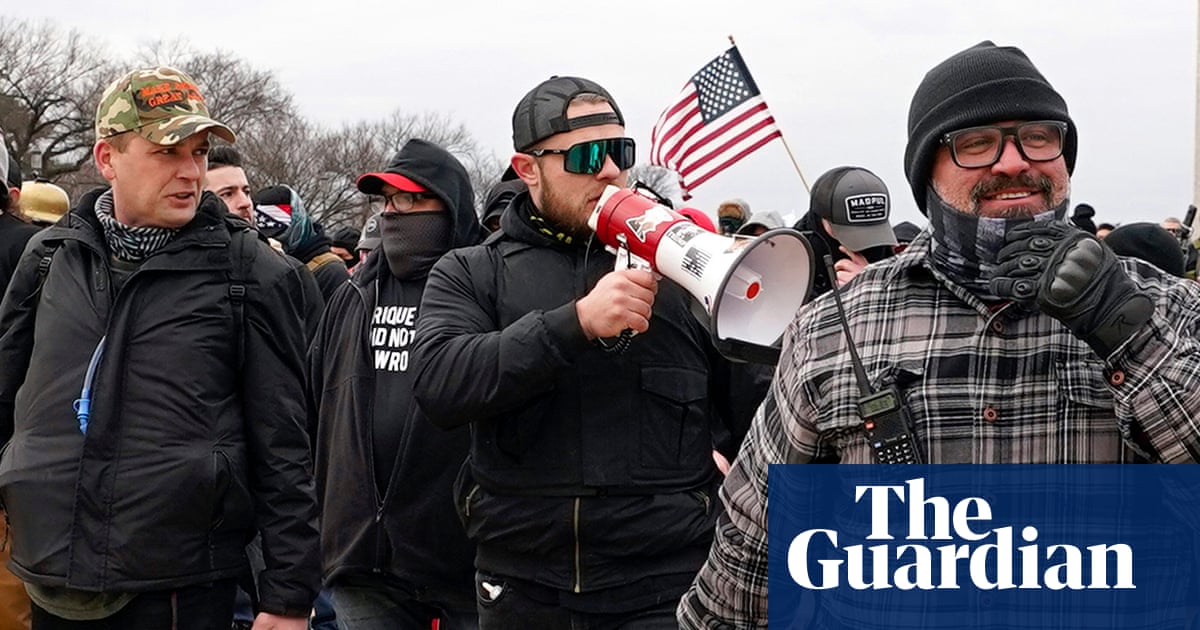 Proud Boys leaders leaving court, presumably on their way to the next "perilous event," courtesy of the Trump Department of Justice’s Early Release for Loyal Insurrectionists program.