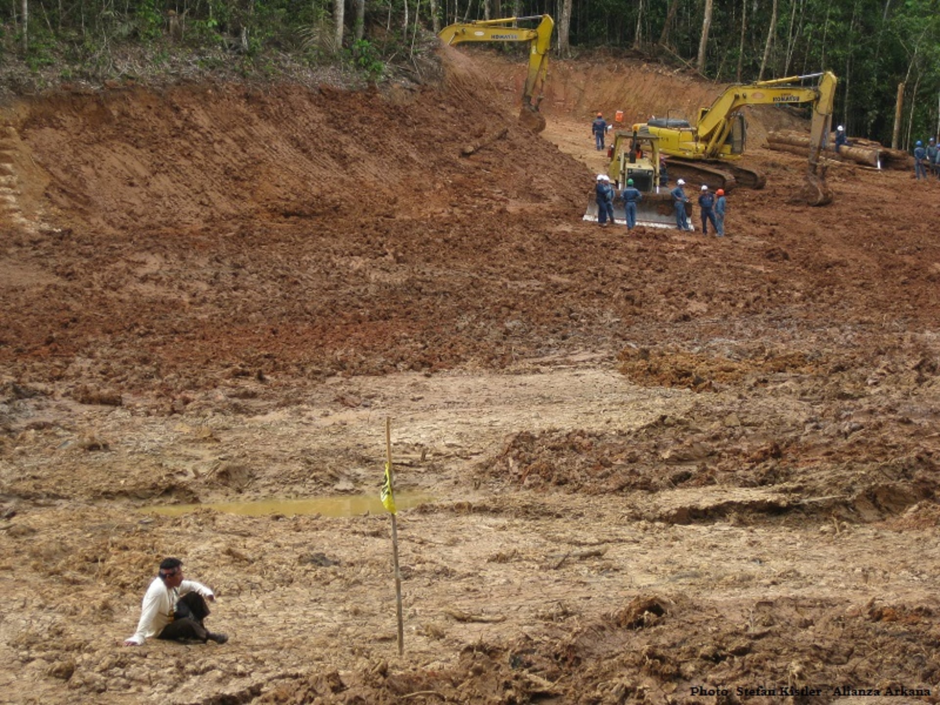 The remains of Lake Shanshococha after Pluspetrol ‘disappeared’ it. The company was fined approximately US$6.1 million by government agency OEFA. Photograph: Stefan Kistler