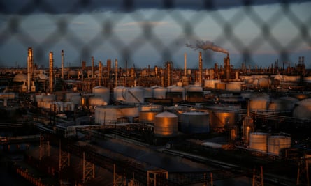 Chemical plants and refineries pictured near the Houston Ship Channel, Texas.