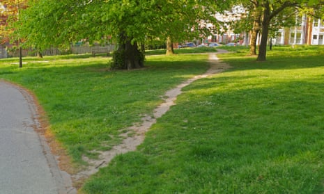 An desire path - an unofficial shortcut - in a park in Tunbridge Wells.