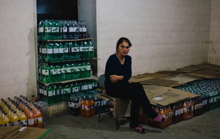 Stella Hayrapetyanseen sits inside a bomb shelter in Stepanakert