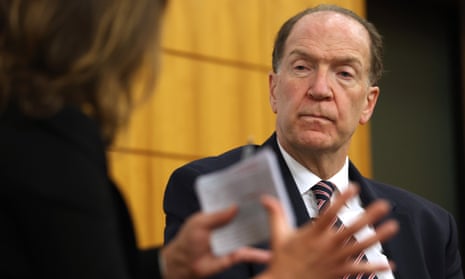 The World Bank president, David Malpass, speaking at the Stanford Institute for Economic Policy Research in California