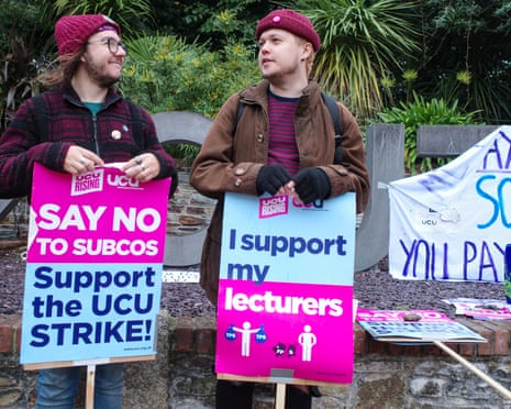 Teaching staff and students at Falmouth University in a three-day strike last week