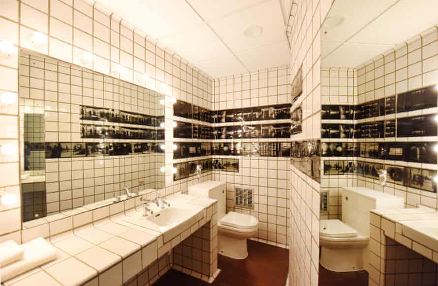 The bathroom is used to display images from the Hayward Gallery.