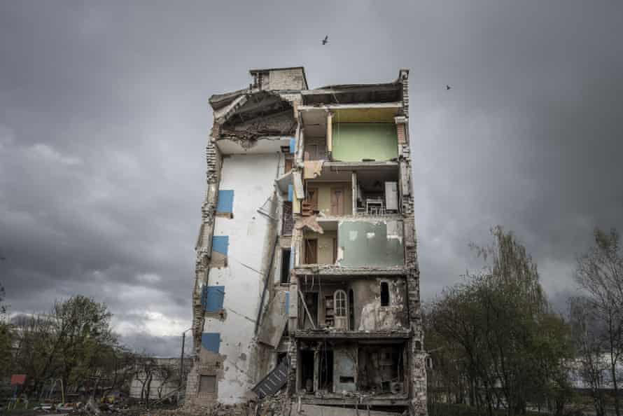 A building destroyed by Russian missiles in Borodyanka.