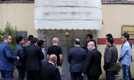 Saudi officials arrive at the Saudi consulate in Istanbul to investigate the disappearance of journalist Jamal Khashoggi.