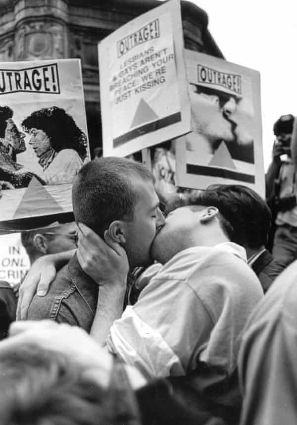 Paris, France - Group Aids Activists, Act Up Action Against Sex Club the Sexodrome, in Pigalle, to Protest Lack of Safe Sex Materials. 1990's LGBT Demonstration, activist protest Stock Photo - Alamy