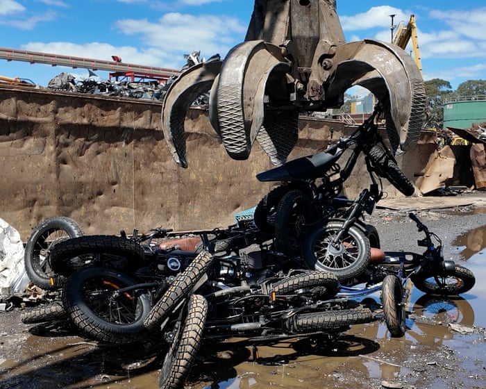 ‘Where illegal ebikes go to die’: first bikes seized under new laws in NSW crushed