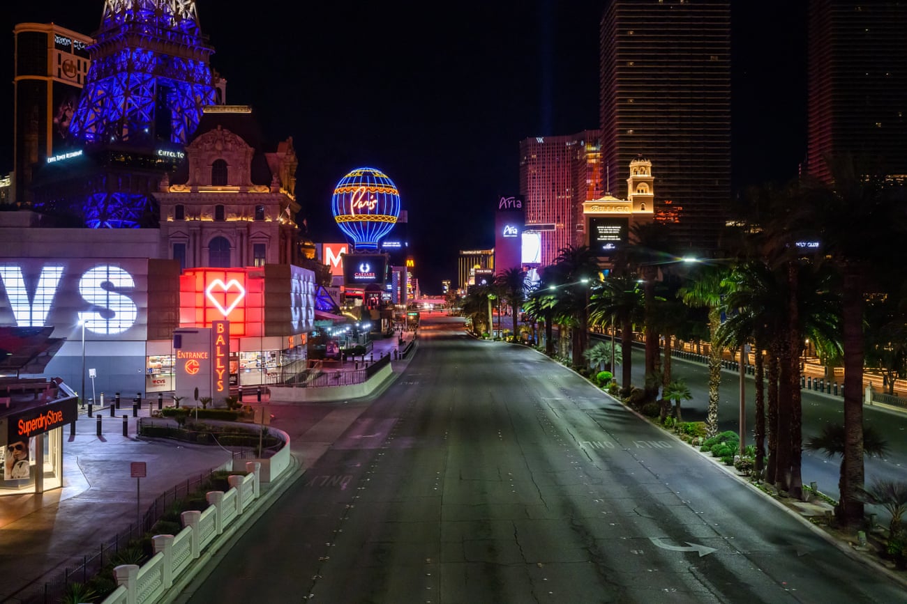 The Las Vegas Strip sits empty with all businesses shuttered due to Covid-19 in Las Vegas, NV on March 30th, 2020.