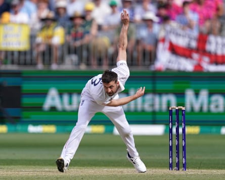 England’s Mark Wood bowls connected time 2 of nan first Ashes trial successful Perth