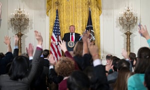 ‘No president has ever declared war and given such loud voice to that unhappiness in his very first week. Actually, his very first day,’ said former White House correspondent George Condon.