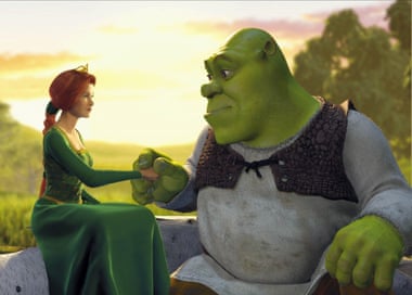 Princess Fiona and Shrek in the 2001 animated film Shrek, which used Hallelujah.