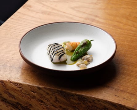 South-west seashore hake pinch salsa verde and padrón pepper.