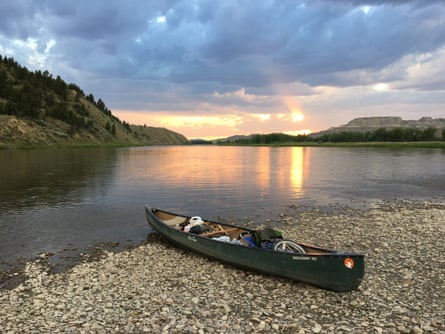 Bart Smith’s canoe on the Upper Missouri river during his hike of the Lewis and Clark Trail.
