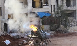 A homemade weapon used by Syrian rebels to attack PYD positions in Aleppo