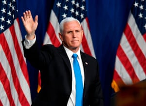 Vice President Mike Pence arrives to speak during the first day of the Republican National Convention.