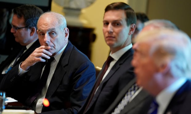 John Kelly, Jared Kushner and Donald Trump at a meeting with Spain’s prime minister on 26 September 26 2017.