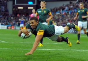 South Africas Bryan Habana, seals the all round game having a diving attempt within the last minute.